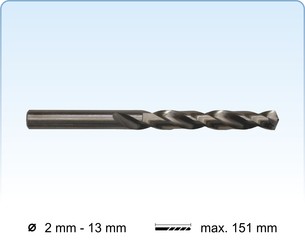 Vybrušované vrtáky kobaltové (HSS-Co 8%), standardní délka, DIN 338
